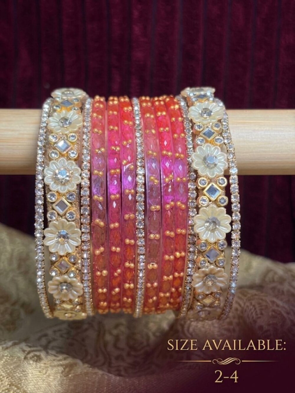 Women's Multi-Piece Ornate Faux Pearl Bangle Set, Rhinestone & Teardrop Crystal